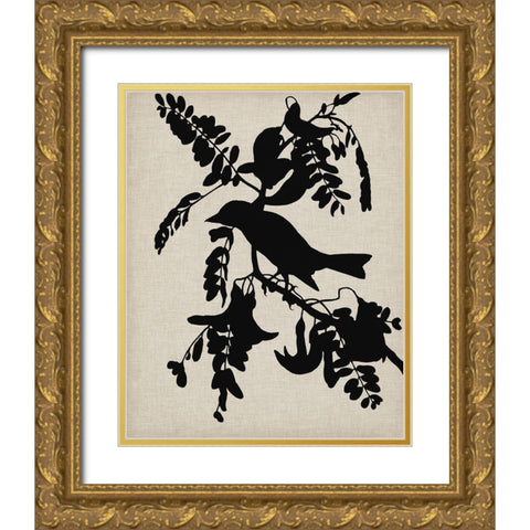 Audubon Silhouette V Gold Ornate Wood Framed Art Print with Double Matting by Vision Studio