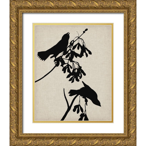 Audubon Silhouette VI Gold Ornate Wood Framed Art Print with Double Matting by Vision Studio
