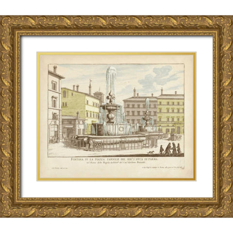 Fountains of Rome IV Gold Ornate Wood Framed Art Print with Double Matting by Vision Studio