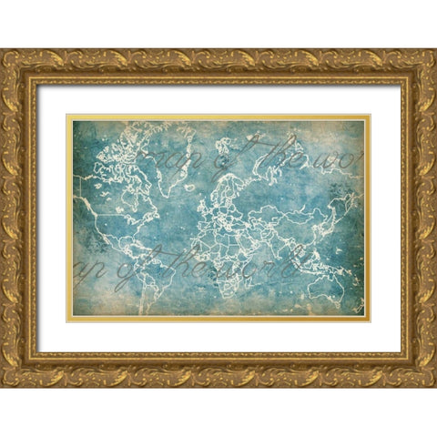 Moon Map Gold Ornate Wood Framed Art Print with Double Matting by Goldberger, Jennifer