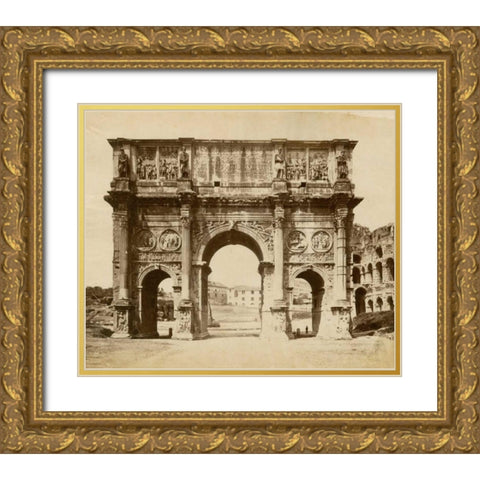 The Arch of Constantine Gold Ornate Wood Framed Art Print with Double Matting by Brogi, Giacomo