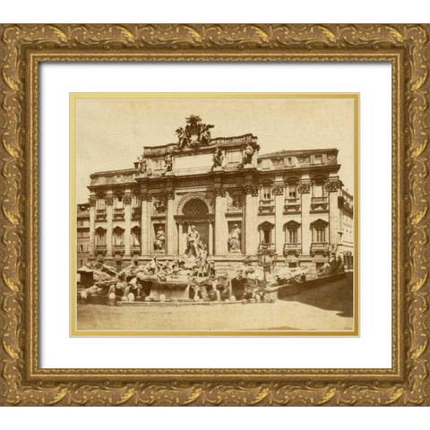 The Trevi Fountain Gold Ornate Wood Framed Art Print with Double Matting by Brogi, Giacomo