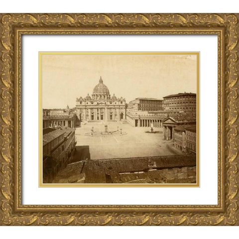 St. Peters Square Gold Ornate Wood Framed Art Print with Double Matting by Brogi, Giacomo