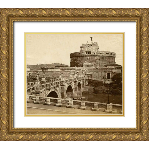 Caste of St. Angelo Gold Ornate Wood Framed Art Print with Double Matting by Brogi, Giacomo