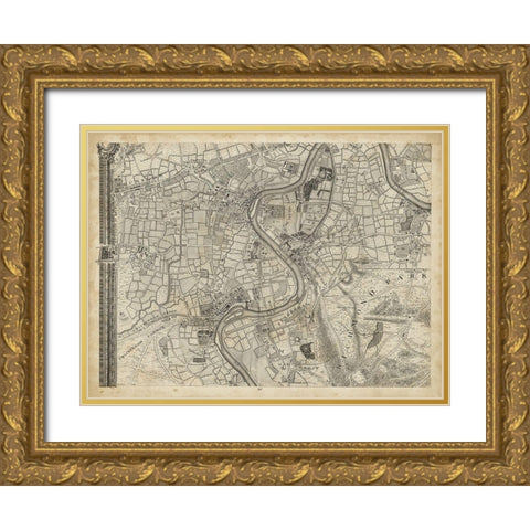 Map of London Grid IX Gold Ornate Wood Framed Art Print with Double Matting by Unknown