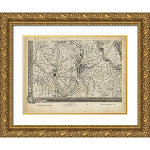 Map of London Grid XIII Gold Ornate Wood Framed Art Print with Double Matting by Unknown