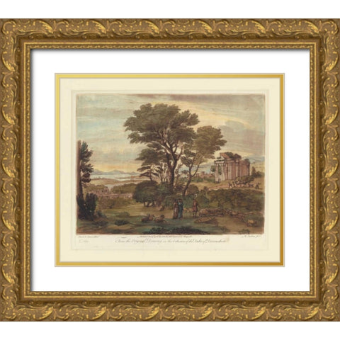 Italian View I Gold Ornate Wood Framed Art Print with Double Matting by Lorrain, Claude
