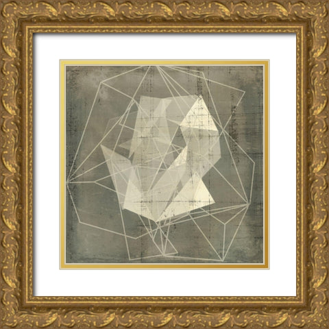Geomolecule Blueprint II Gold Ornate Wood Framed Art Print with Double Matting by Goldberger, Jennifer