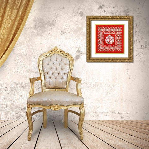 Fair Isle Snowflake V Gold Ornate Wood Framed Art Print with Double Matting by Zarris, Chariklia