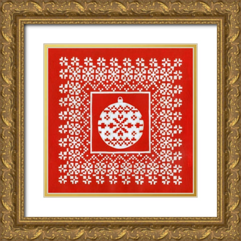 Fair Isle Snowflake V Gold Ornate Wood Framed Art Print with Double Matting by Zarris, Chariklia