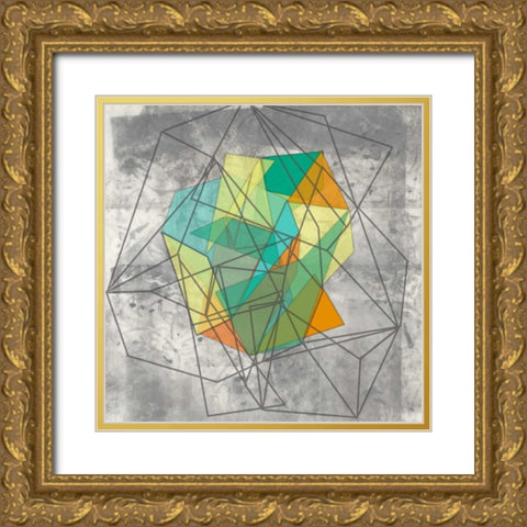 Geomolecule II Gold Ornate Wood Framed Art Print with Double Matting by Goldberger, Jennifer