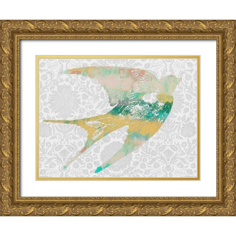 Patterned Bird II Gold Ornate Wood Framed Art Print with Double Matting by Goldberger, Jennifer