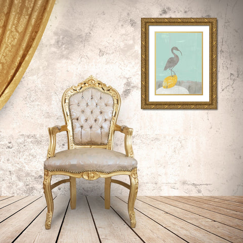 Heron Collage II Gold Ornate Wood Framed Art Print with Double Matting by Goldberger, Jennifer