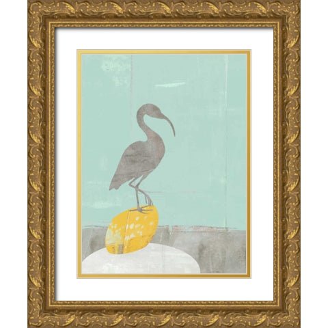 Heron Collage II Gold Ornate Wood Framed Art Print with Double Matting by Goldberger, Jennifer