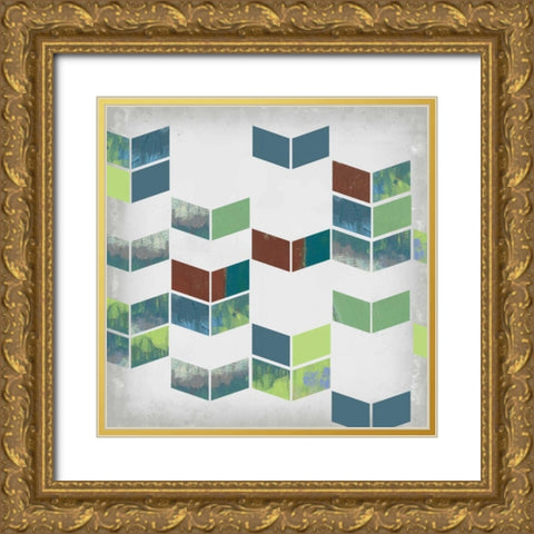 Broken Chevron II Gold Ornate Wood Framed Art Print with Double Matting by Goldberger, Jennifer
