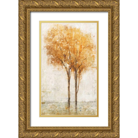 Falling Leaves II Gold Ornate Wood Framed Art Print with Double Matting by OToole, Tim
