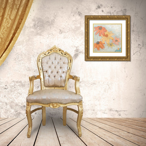 Floral Fresco II Gold Ornate Wood Framed Art Print with Double Matting by Vess, June Erica