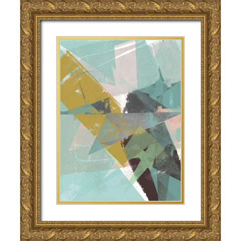 Color Patches II Gold Ornate Wood Framed Art Print with Double Matting by Goldberger, Jennifer