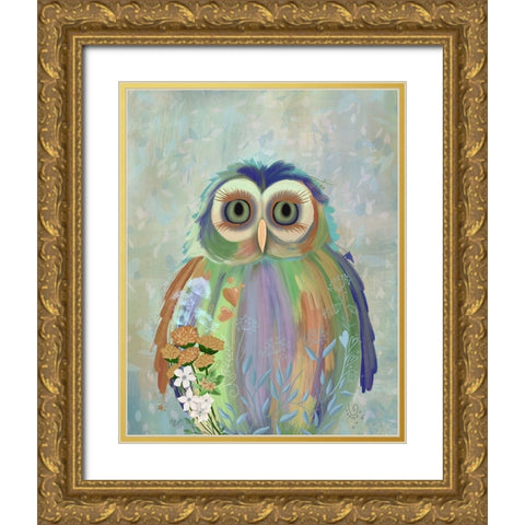 Fantastic Florals Owl Gold Ornate Wood Framed Art Print with Double Matting by Fab Funky