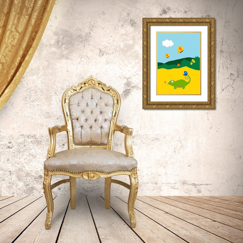 Jungle Jamboree Collection E Gold Ornate Wood Framed Art Print with Double Matting by Vess, June Erica