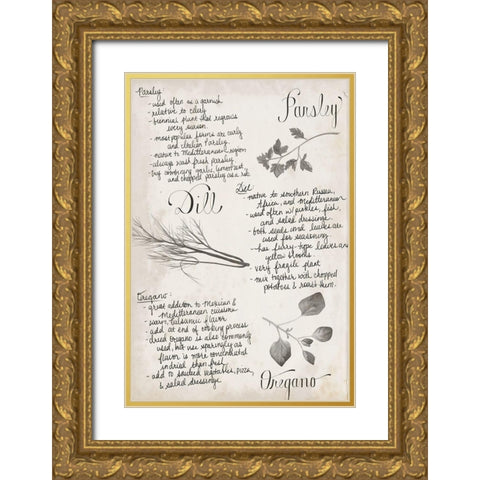 Herb Collection E Gold Ornate Wood Framed Art Print with Double Matting by Popp, Grace