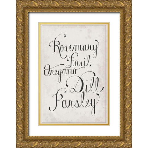 Herb Collection F Gold Ornate Wood Framed Art Print with Double Matting by Popp, Grace
