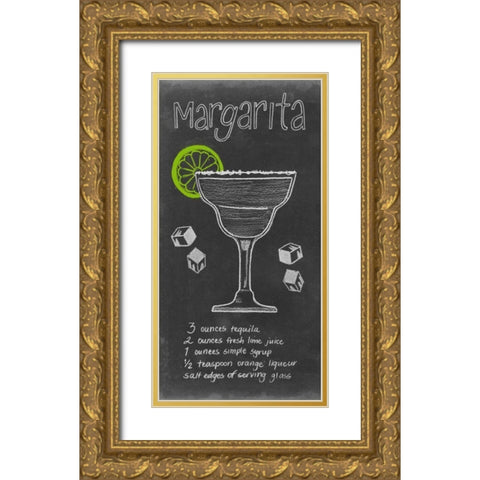 Chalkboard Cocktails Collection B Gold Ornate Wood Framed Art Print with Double Matting by Popp, Grace