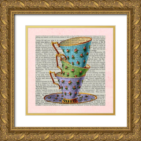 A Spot of Tea Collection D Gold Ornate Wood Framed Art Print with Double Matting by Fab Funky