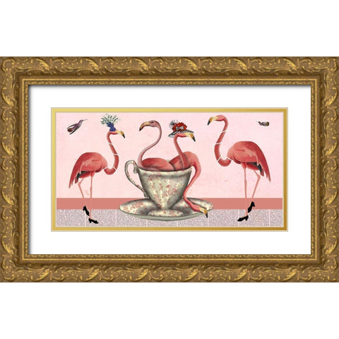 A Spot of Tea Collection H Gold Ornate Wood Framed Art Print with Double Matting by Fab Funky