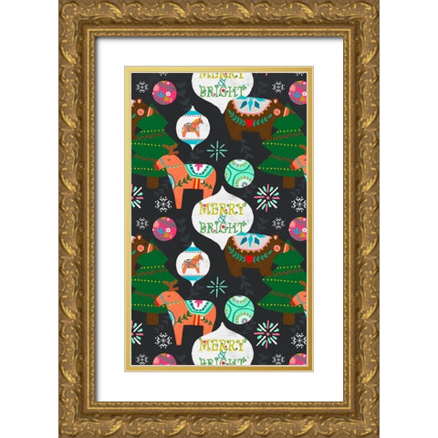 Nordic Joy Collection E Gold Ornate Wood Framed Art Print with Double Matting by Vess, June Erica