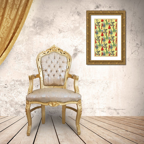 Vintage Christmas Collection E Gold Ornate Wood Framed Art Print with Double Matting by Popp, Grace