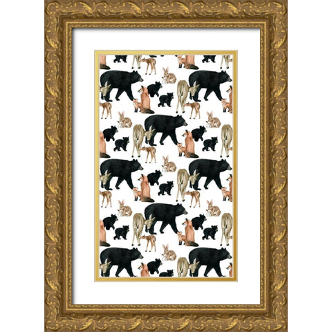 Woodland Babes Collection E Gold Ornate Wood Framed Art Print with Double Matting by Popp, Grace