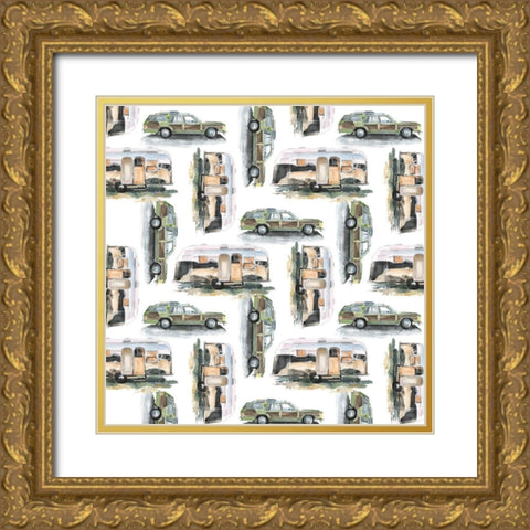 Summer Vacation Collection F Gold Ornate Wood Framed Art Print with Double Matting by Parker, Jennifer Paxton