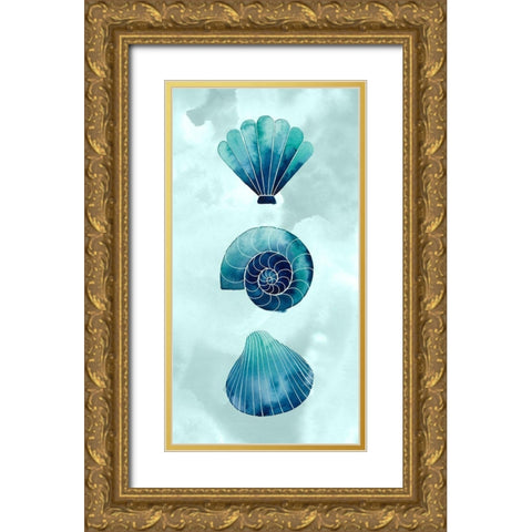 Mermaid Scales Collection B Gold Ornate Wood Framed Art Print with Double Matting by Popp, Grace