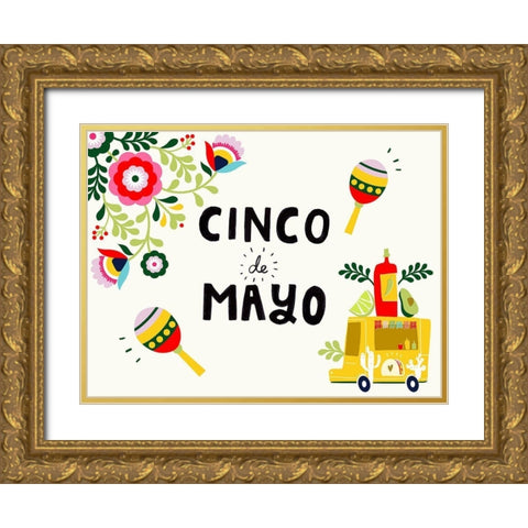 Cinco de Mayo Collection A Gold Ornate Wood Framed Art Print with Double Matting by Borges, Victoria