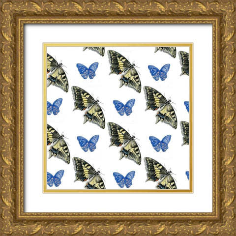 Watercolor Butterfly Collection F Gold Ornate Wood Framed Art Print with Double Matting by Parker, Jennifer Paxton