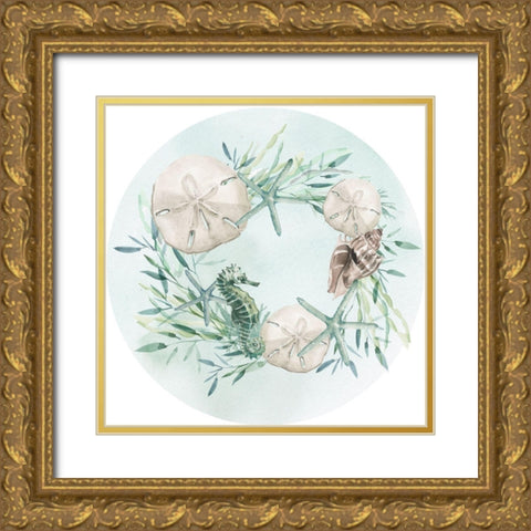 Coastal Vibes Collection C Gold Ornate Wood Framed Art Print with Double Matting by Parker, Jennifer Paxton