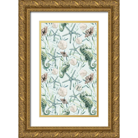 Coastal Vibes Collection E Gold Ornate Wood Framed Art Print with Double Matting by Parker, Jennifer Paxton