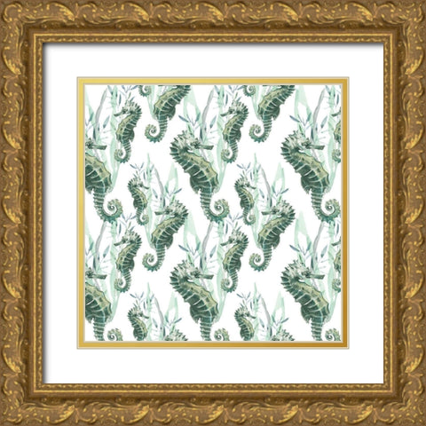 Coastal Vibes Collection F Gold Ornate Wood Framed Art Print with Double Matting by Parker, Jennifer Paxton