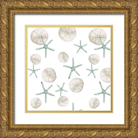 Coastal Vibes Collection I Gold Ornate Wood Framed Art Print with Double Matting by Parker, Jennifer Paxton