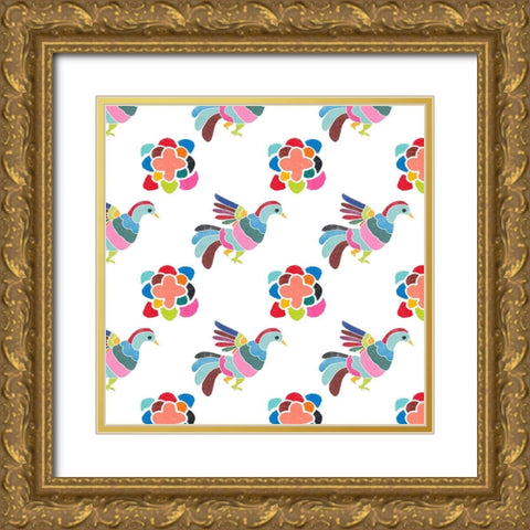 Folklorica Collection H Gold Ornate Wood Framed Art Print with Double Matting by Vess, June Erica
