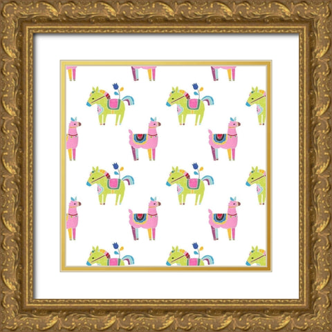 Folklorica Collection I Gold Ornate Wood Framed Art Print with Double Matting by Vess, June Erica
