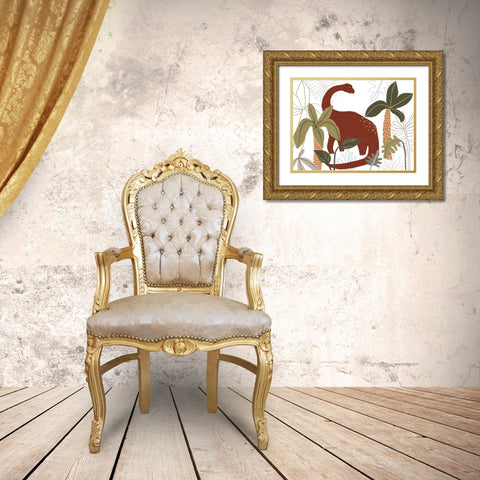 Mighty Dinos Collection A Gold Ornate Wood Framed Art Print with Double Matting by Vess, June Erica