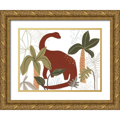 Mighty Dinos Collection A Gold Ornate Wood Framed Art Print with Double Matting by Vess, June Erica