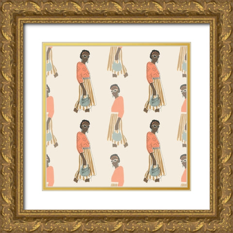 Fashion Vignette Collection F Gold Ornate Wood Framed Art Print with Double Matting by Vess, June Erica