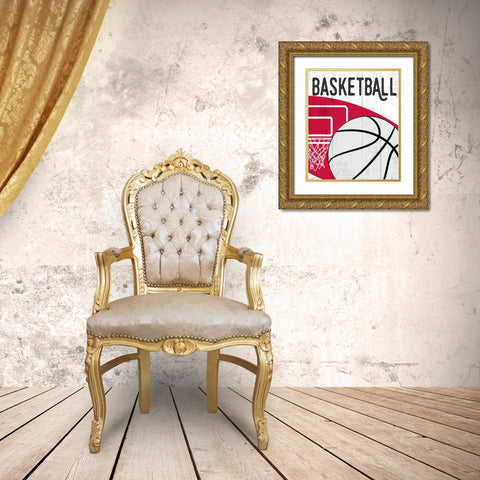 Basketball Gold Ornate Wood Framed Art Print with Double Matting by Perrenoud, Aubree