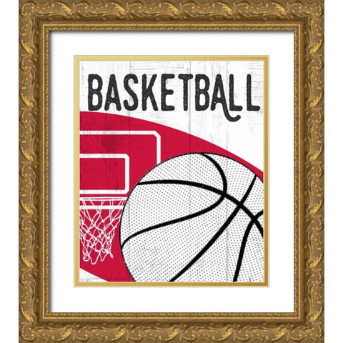 Basketball Gold Ornate Wood Framed Art Print with Double Matting by Perrenoud, Aubree
