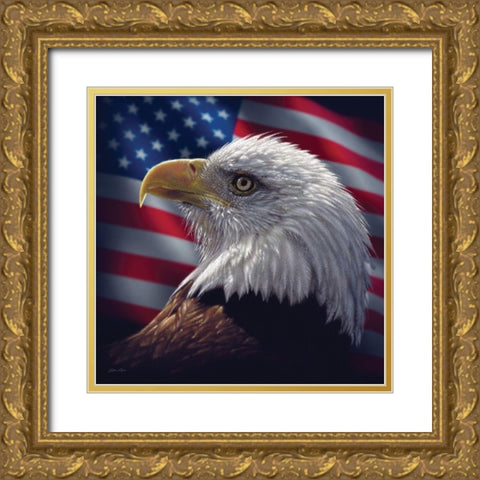 American Bald Eagle Gold Ornate Wood Framed Art Print with Double Matting by Bogle, Collin