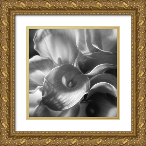 Calla Lillie Bouquet Gold Ornate Wood Framed Art Print with Double Matting by Bogle, Collin