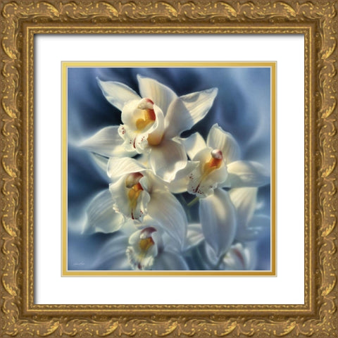 Orchids Gold Ornate Wood Framed Art Print with Double Matting by Bogle, Collin